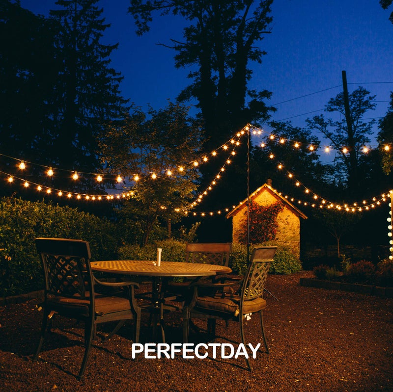 PERFECTDAY Solar String Lights, Shatterproof LED Solar String Light Outdoor G40 Umbrella Lights with 25 Bulbs - 27 Ft Patio Waterproof Lights - Image 5